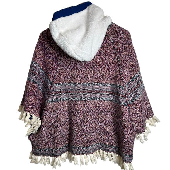 MATILDA JANE Hooded Fringe Poncho Boho Fair Isle Knit Cape Big Girl Size 14 - Picture 12 of 16
